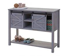 Mendler Credenza comò cassettiera Shabby Vintage Ante scorrevoli HWC-D57 Legno paulonia Grigio