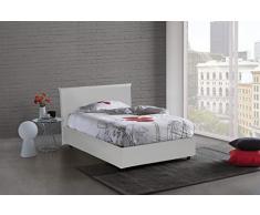 Talamo Italia letto Anna a una piazza e mezza con contenitore, ecopelle, cm 205 x 120 h95, Bianco, 205x135