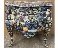Casa Padrino cassettone barocco con 3 cassetti e design a fumetti multicolore - Cassettone in legno massello fatta a mano in stile barocco - Mobili barocchi fatti a mano - Nobile e Magnifico