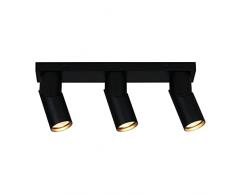 ENCOFT Faretti da Soffitto Orientabili Nero, Lampada da Soffitto Attacco per 3 Lampadine GU10 Non Incluse, Plafoniera in Metallo, Lampada Applique Parete Girevole per Camera da Letto Soggiorno