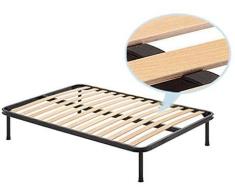 Europrimo Rete Ortopedica Piazza e Mezzo 120x190 CM Struttura in Ferro doghe Legno e Piedi 30 cm Inclusi