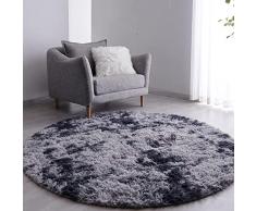 VOFUSHON Tappeto rotondo Peloso Soggiorno Tappeti Soffici per Grandi Dimensioni Salotto Moderno cameretta Bimba Tappeto morbido e soffice per la camera da letto(Ø 120 cm rotondo,grigio scuro)