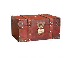 Belvanr Scrigno del Tesoro Scrigno del Tesoro in Legno con Lucchetto Cassapanca in Legno Scrigno del Tesoro Vintage Cassaforte in Legno Mini Forziere per Decorativi,Riporre