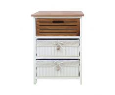 Rebecca Mobili Comodino Montato Vintage, Cassettiera Salvaspazio, Legno Vimini, 3 Cassetti, Arredo Casa Camera Soggiorno - Misure: 58 x 40 x 29 cm (HxLxP) - Art. RE6529