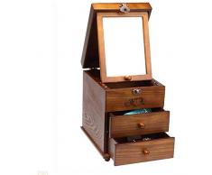 CCBUY Scatola per Gioielli Portagioie - Portagioie con cassettiera in Legno Antico da Donna in Stile Portagioie Portatile