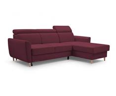 Divano angolare con funzione sonno e vano letto, universale, per soggiorno, camera da letto, divano angolare, a forma di L, 235 x 170 x 99 cm, colore: bordeaux