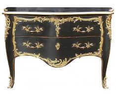 Casa Padrino cassettone barocco con 2 cassetti nero antico/oro - Cassettone in legno massello fatta a mano in stile barocco - Mobili barocchi fatti a mano - Nobile e Magnifico