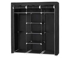 Songmics RYG12B-Armadio grande XXL pieghevole con 2 ganci, 3 ante arrotolabili (nero), tessuto, 175 x 150 x 45 cm