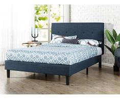 Zinus Omkaram Struttura per letto con bottoni Navy imbottita / Letti Con Piattaforma/ Non sono necessarie le molle/ Blu scuro/ Montaggio facile/ 120 x 190 cm