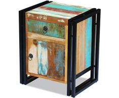 vidaXL Comodino Mobiletto Armadietto Cassettiera in Legno Massello Anticato