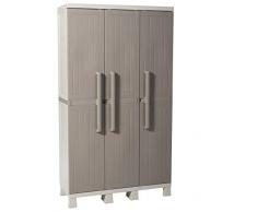 Toomax Armadio Wood Midi 3 Ante con 4 Ripiani, in plastica da Interni ed Esterni, Dim. 97x37x173 cm, Art. 269, Colore Grigio Tortora/Grigio Chiaro