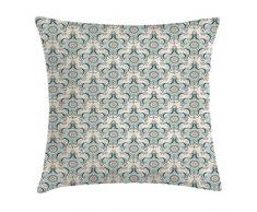 No Soy Como Tu Federe Victorian Throw Pillow Floral Old Fashioned Scroll with Rococo Influences Royal Revival Rich Swirls, Decorative Square Accent Pillow Case, 18 X 18 Inches