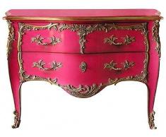 Casa Padrino cassettone barocco con 2 cassetti rosa antico/oro - Cassettone in legno massello fatta a mano in stile barocco - Mobili barocchi fatti a mano - Nobile e Magnifico