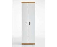 AVANTI TRENDSTORE - Bristo - Arredamento da Ingresso in Laminato di Quercia Antica e Bianco Lucido (Armadio)