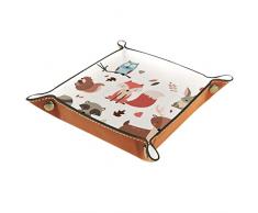 Animali della Foresta Valet Vassoio in Pelle Vassoio Gioielli Dadi Box Comodino Vassoio Pu Cuoio Vassoio Comodino Comodino Caddy Dadi Holder 20.5x20.5cm