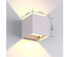 7W Moderno Lampade da Parete per Interni / Esterno Led Bianco, Applique da Parete Impermeabile IP65 Lampada Muro in Alluminio Angolo Su e Giù Regolabile design 3000K Bianco Caldo