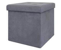 Pouf portaoggetti quadrato con coperchio elegante, in pelle sintetica, ideale in salotto, camera da letto e casa ufficio, 38 x 38 x 38 cm mod. DE4007 (Grigio Marengo)