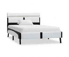 Gecheer Struttura Letto Giroletto Singolo Matrimoniale Moderno in Ecopelle con Luce LED 90/120/140/160/180x200 cm,Letto in Ecopelle,Letto Moderno,Letto Piazza e Mezza,Letto con Doghe,Letto con Luce
