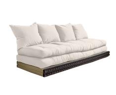 Vivere Zen - Divano Letto Futon - Kanto Double 2 futon 80x200 + 2 tatami 80x200-2 cuscini greggi (ecrù - non sfoderabili) 55x50 cm