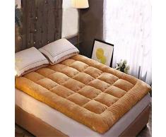 LINGKY Tappetino Tatami in Cashmere di Agnello Addensato, Materassi Futon Pieghevoli Portatili Doppio Materasso - Imbottitura 100% Microfibra (Giallo,120x200cm 2.5kg)