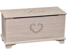 Biscottini Cassapanca Shabby LOVE in legno finitura bianca anticata 120x35x43 cm