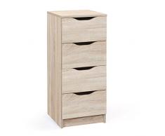 Esidra Edmond Cassettiera 4 Cassetti, Legno, Faggio, 92x40x40 cm