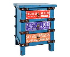 ts-ideen Comodino Cassettiera colore: blu - stile: design industriale/container look/vintage