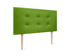 DHOME Testiera capitone imbottita in ecopelle o tessuto acqualine 8 cm di spessore nuova gamma colori, testata del letto imbottita camera da letto (ecopelle verde, 110 x 115 cm (105 cm)