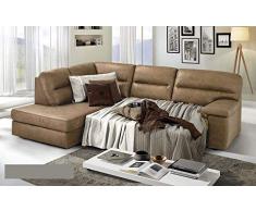 Dafne Italian Design Divano Letto angolare 3 posti con penisola a Sinistra. Tessuto Tay Tay Camel (cm. 252 x 196 x 96h)