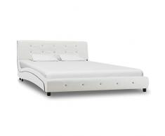 Festnight Struttura Letto Singolo,Struttura Letto Matrimoniale Design Moderno in Ecopelle Nero/Bianco,Letto con Doghe,Giroletto in Ecopelle,Letto Design,Letto in Ecopelle 200x90/120/140/160/180 cm