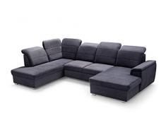 Grande divano angolare XXL a U panoramico letto convertibile con baule 6/7 posti - in tessuto, poggiatesta regolabile - soggiorno e soggiorno - 320 x 199 x 105 cm - MORGAN U (divano ad angolo retto,