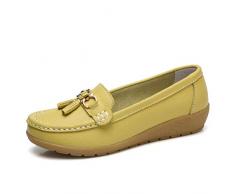 ZHRUI Mocassino da Donna in Pelle New Smart Fannullone con Lacci e pattina sul Comodino (Colore : Apple Green, Dimensione : 5 UK)