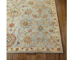 Audrey - Tappeto tradizionale in stile persiano, realizzato a mano, 100% lana, colore: Blu, Lana, Blu, 275x365 cm - 9x12 ft