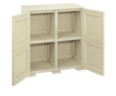 Ideapiu - Armadio H 85,5 In Resina , A Ripiani, Con Ante In Finitura Legno, angora
