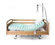 Goldflex - Letto Degenza Ospedaliero Ortopedico 90X195 Singolo Sanitario, Robusto Anziani, Malati, disabili, Rete elettrica 2 Motori indipendenti, Carrello ELEVATORE 80cm, 4 Ruote + Freni, sponde