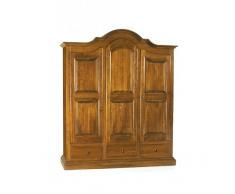 Mar.c.a. Design - Armadio con Cappello Tondo a 3 Porte in Legno di Pioppo Noce Scuro, Cabina Armadio da Interno Stile Arte Povera Made in Italy - Misura 185x62x220