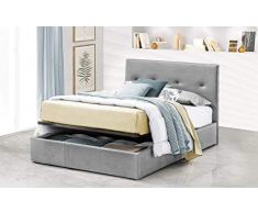 Letto Una Piazza e Mezza con Contenitore. Colore Grigio. (cm. 131 x 205 x 105h) (Serie: Dafne-Letti-ST2)