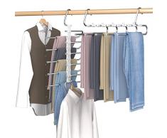 Hibisaws - Grucce pantaloni in acciaio inox pieghevoli e salvaspazio, adatte per vari abiti e accessori. Organizer armadio per grucce appendiabiti e grucce salvaspazio.(verde)