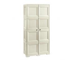 Tontarelli Armadio-4 Moduli+2 Puntali Colore Angora 8085553210-Mobile Omnimodus con 8 compartimenti, Crema, Unica
