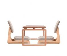 Liuwubing Tavolo da Salotto in Legno massello Scrivania da Studio Giapponese Camera da Letto tavolino da Cucina Tavolo da tè Piccolo Tavolo Quadrato Tavolo da Balcone (con Due sedie di Legno)