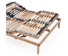 Evergreenweb - Rete Elettrica Matrimoniale 160x200 Ortopedica con Alzata Motorizzata Unica, Base Letto a Doghe in Legno Naturale, Rinforzata Piedi Smontabili Pieghevole Regolatori di Rigidità Offerta