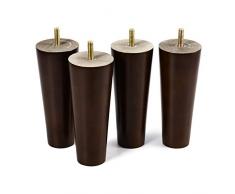 4 Piedini per Mobili in Legno Gambe per Mobili in Rovere Conico Cabinet Cono Dritto Piedi del Divano Tavolo Letto Armadio Cabinet Armadietto Guardaroba,Vite M8,Noce(15cm)