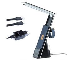 Qori Lampada Da Scrivania Luce Led Usb 6 In 1 Con 15 W Ricarica Wireless Lampada Da Tavolo Notturna Da Lettura E Ufficio Con Filo Abat Jour Da Comodino Camera Da Letto Organizer Accessori Scrivania