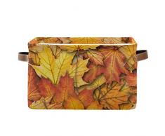 TropicalLife XIXIKO - Cestino in tela con foglie dacero, pieghevole, con manici, per armadi, mensole, guardaroba, vestiti, giocattoli, lavanderia, cameretta dei bambini