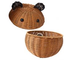 Cabilock Scatola Di Immagazzinaggio DellOrso Vassoio Del Pane Cestino Della Spazzatura Intrecciato Comò Vassoio Di Vanità Cesto Portata In Vimini Cesto Portaoggetti In Rattan DellOrso