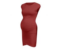 Vestiti di gravidanza Senza Maniche Moda Solido Colore Maternità Confortevole Midi Dresse Pregnat Premaman Vestito Premaman Armadio, Rosso, S
