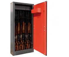 Domus ARM100335 Armadio Portafucili a 10 Posti con Tesoretto, Serratura a Chiave, Grigio Scuro