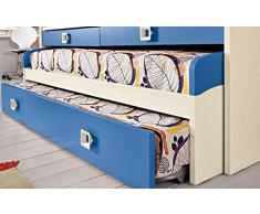 Dafne Italian Design Cameretta Completa a Ponte - Effetto Betulla, Cielo (Triplo Letto Singolo e Armadio) (cm. 300 x 96 x 259h)