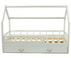 letto casetta legno stile montessori scandinavo bambino 160x80 cassetto sponda (colore: bianco)