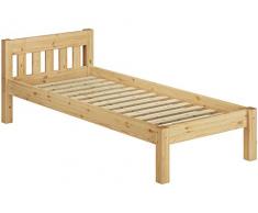 Erst-Holz Robusto Letto Classico 90x200 in Pino massello Laccato con doghe rigide Curve 60.38-09FL